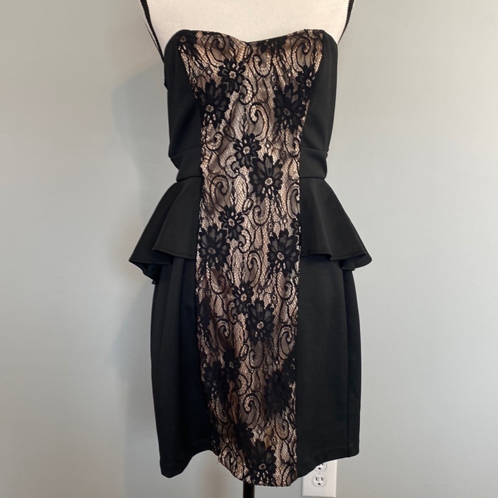 Bisou Bisou Lace Sexy Strapless Black Dress Size 14
